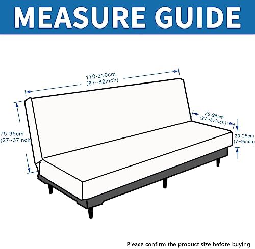 XINEAGE Stretch Armless Sofa Bed Cover with Elastic Bottom - 67-82 Light Gray