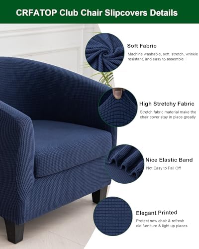 CRFATOP Club Chair Slipcover Navy 2 Piece