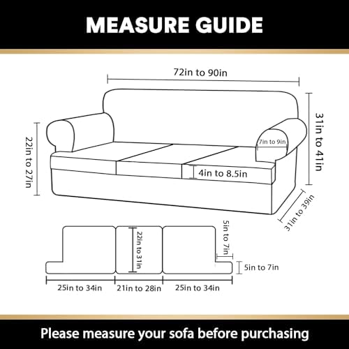 PrinceDeco T Cushion Sofa Slipcover 4 Piece Set