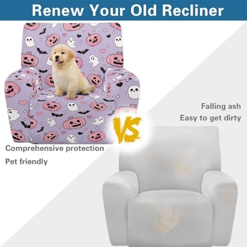 Ghost Pumpkin Lantern Recliner Slipcover with Arms