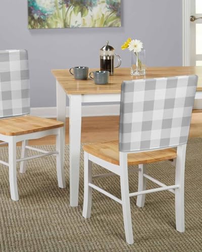 Grey Plaid Chair Covers Set of 4 for Dining Room