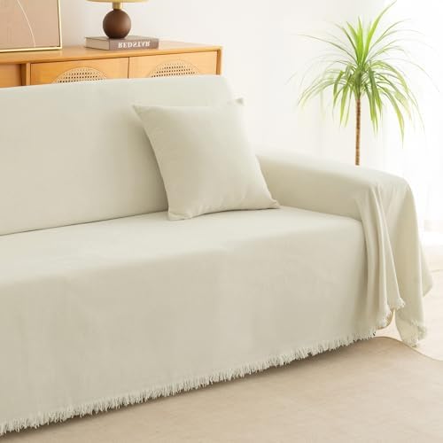 KaviKon Couch Cover for Dogs Boho 3 Cushion Sofa Cover with Tassels