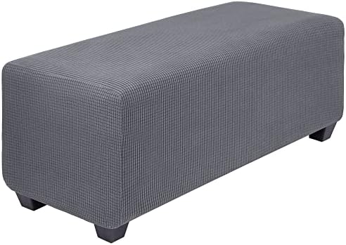 PiccoCasa High Stretch Ottoman Cover Large Dark Gray