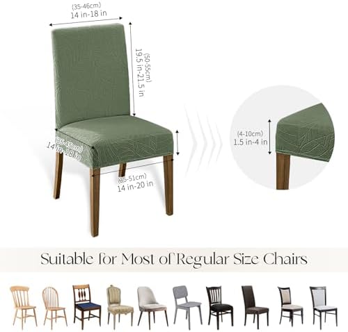 MOSAYT Waterproof Dining Chair Covers Set of 4 Green 1