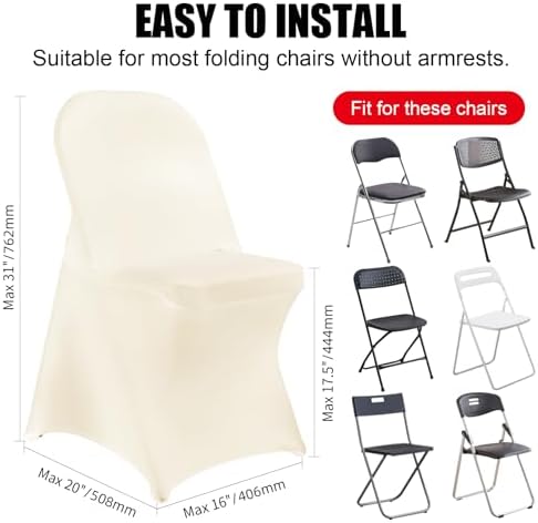 Stretch Spandex Chair Covers - Ivory 30 PCS Universal 1