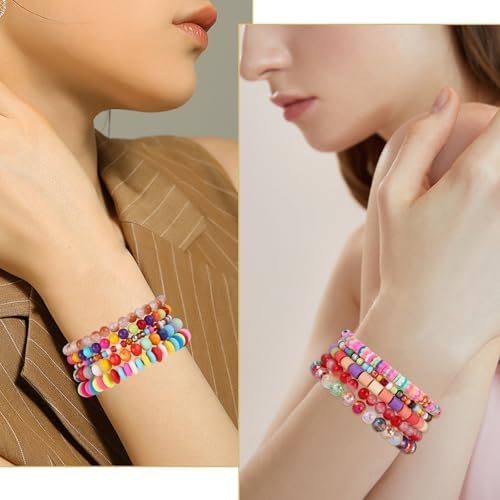 Ornaland 20 Pcs Stackable Boho Glass Bead Bracelets Set