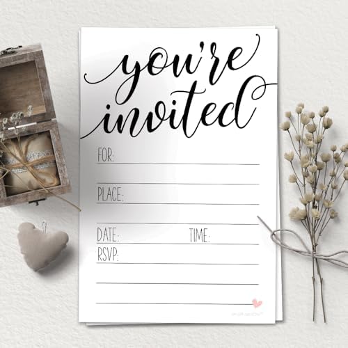 Classic Script Invitations 20 Count with Envelopes Sweet Heart Design 1