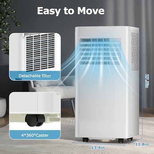 3-in-1 Portable Air Conditioner 10000BTU Cools 450 Sq Ft