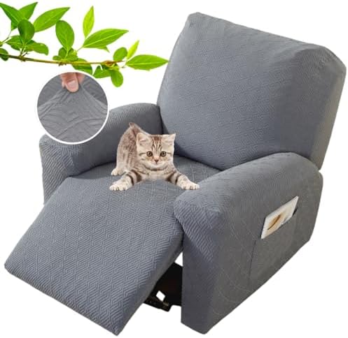 XINEAGE 4-Piece Recliner Cover Stretch Jacquard Slipcover with Pocket