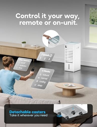 AEROZY Portable Swamp Cooler with 3 Speeds and 12H Timer