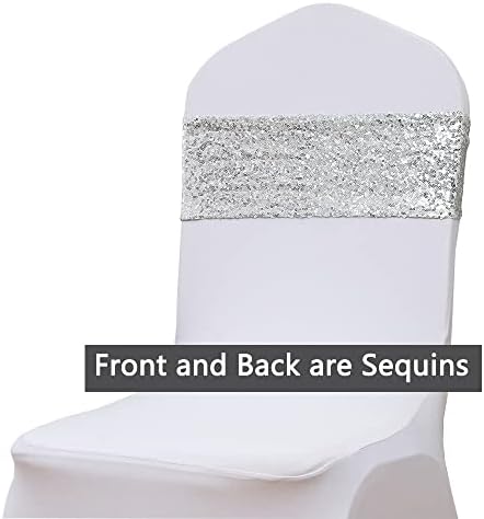 Pack of 50 Spandex Sequin Chair Sashes with Buckles