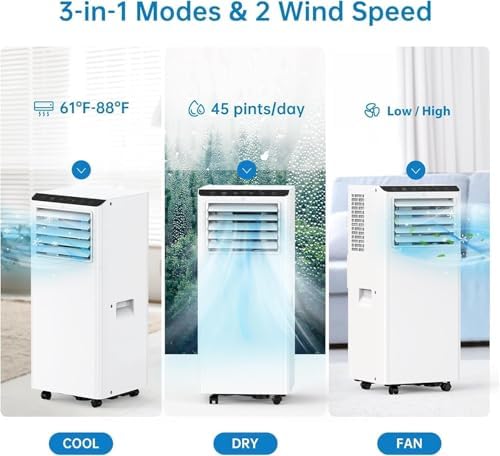 GarveeHome 8000 BTU Portable Air Conditioner for 450 Sq Ft Room
