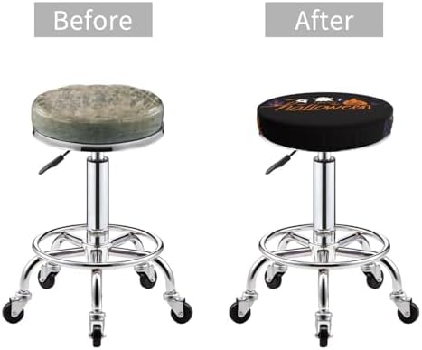 Orange Black Halloween Bar Stool Covers 13 Round Seat Covers