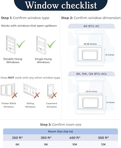 Windmill 8000 BTU Window Air Conditioner - Quiet Smart Cool 350 Sq Ft 1