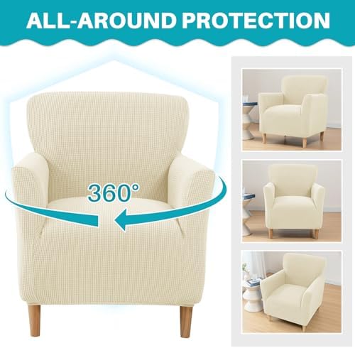 MIFXIN Armchair Slipcover Soft Stretch Jacquard Cover With Arms 1