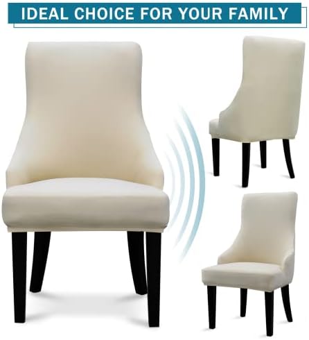 Liykimt Stretch Wingback Side Chair Slipcover Beige