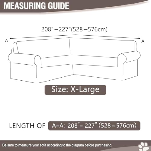 Jacquard L-Shape Sectional Sofa Cover Apricot X-Large