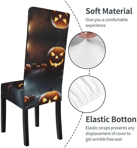 Halloween Pumpkin Print Dining Chair Slipcover