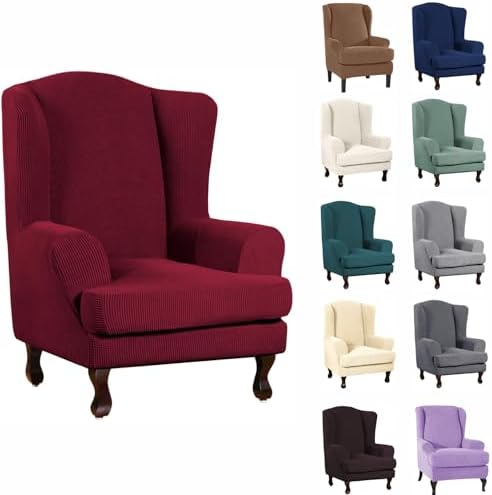 INFLAG 2 Piece Wing Chair Slipcover Burgundy
