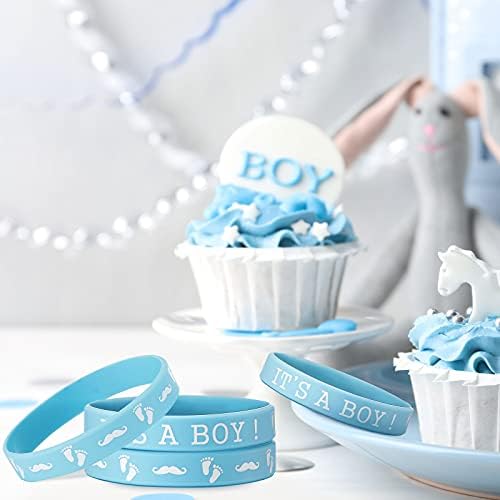 Baby Shower Gender Reveal Silicone Wristbands 30 Pack Boy Style