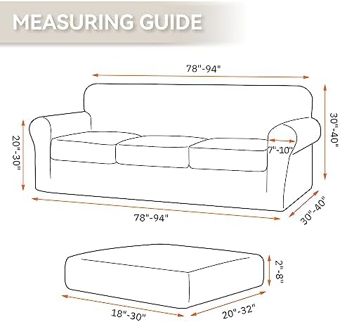 KEKUOU 4 Piece Stretch Couch Covers Pet Friendly Washable