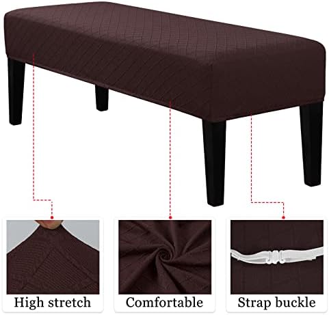 Lebaley Stretch Jacquard Bench Covers for Dining Chairs Dark Coffee
