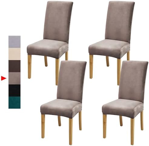 Velvet Dining Chair Covers Set of 4 for Home Restaurant and Banquet
