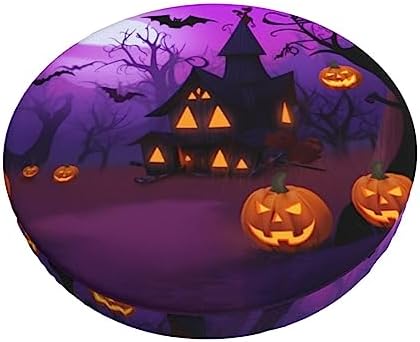 Ouqiuwa Halloween Pumpkin Bar Stool Covers Round Soft Cushion 14 inch