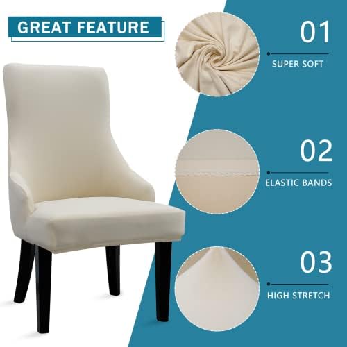 Liykimt Stretch Wingback Side Chair Slipcover Beige