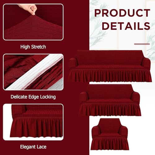 3 Pcs Sofa Slipcover Set for Couch Cushions