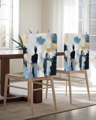 Abstract Oil Painting Chair Covers 4 Pack for Dining Room