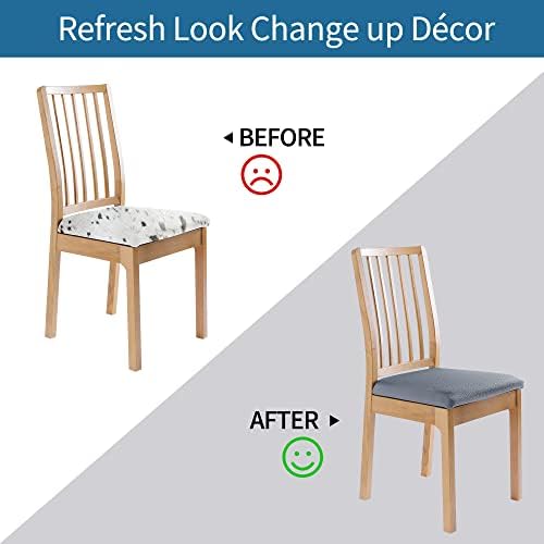 Smiry Dining Chair Covers Set of 6 Stretch Jacquard Grey