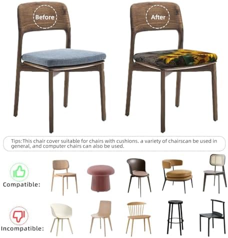Ouqiuwa Fall Sunflowers Dining Chair Seat Covers Set of 2 1