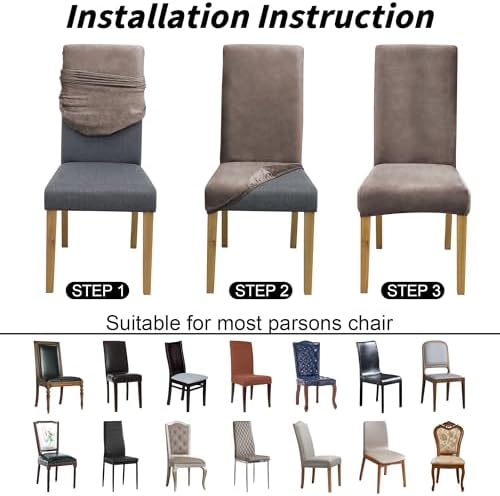 Velvet Dining Chair Covers Set of 6 for Home Restaurant