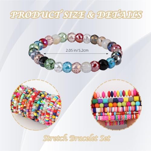 Ornaland 20 Pcs Stackable Boho Glass Bead Bracelets Set