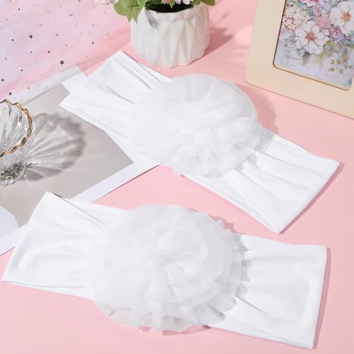 2PCS White Chair Back Bows Elastic Sashes for Wedding Events