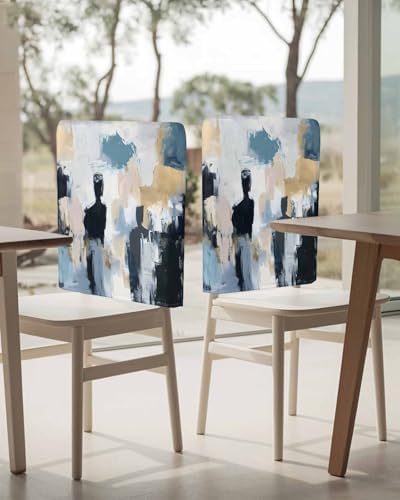 Abstract Oil Painting Chair Covers 4 Pack for Dining Room