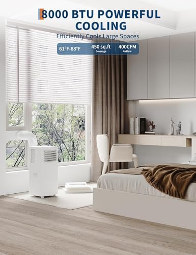 GarveeHome 8000 BTU Portable Air Conditioner for 450 Sq Ft Room