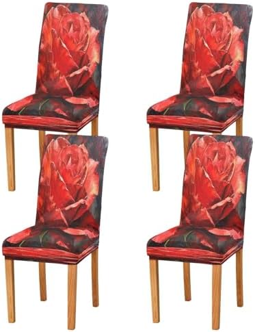 BOESI Oil on Canvas Rose Chair Cover Removable and Washable Slipcover