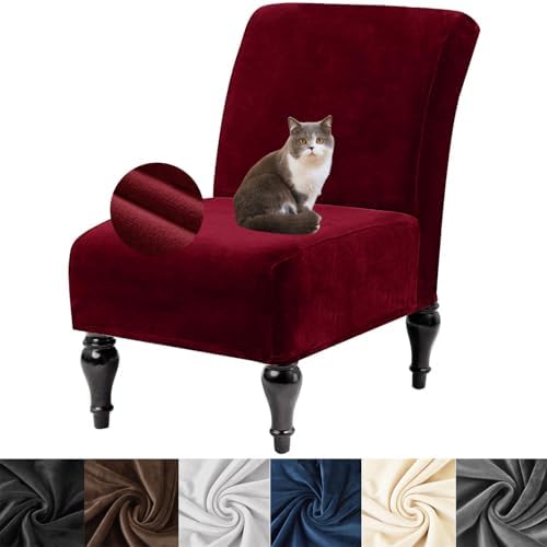 HFCNMY Velvet Armless Chair Cover Slipcover Red