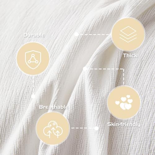 MEETSKY White Couch Cover - Chenille Slipcover for Sectional Sofas