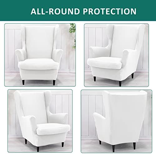 NILUOH 2-Piece Wingback Chair Cover with Elastic Bottom