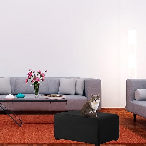 HFCNMY Velvet Rectangle Ottoman Cover Black Medium