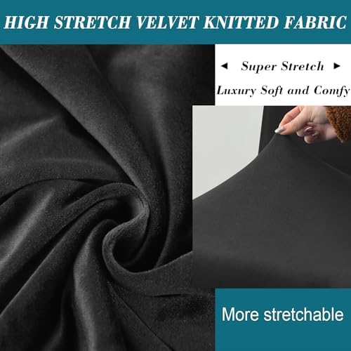 HFCNMY Velvet Rectangle Ottoman Cover Black Medium