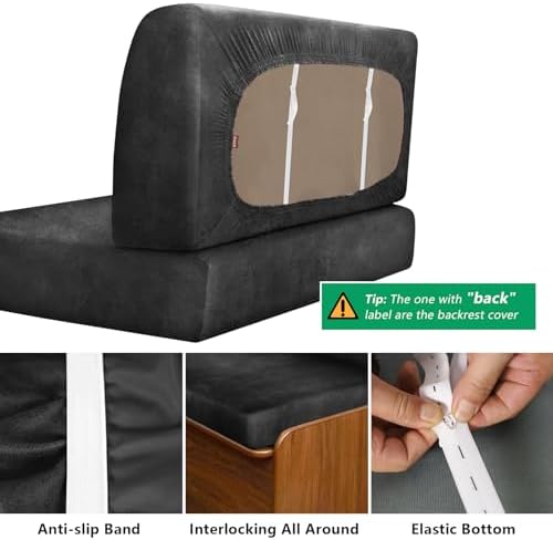 Leather Like RV Dinette Cushion Covers - Dark Gray 2 Backrest 2 Bench