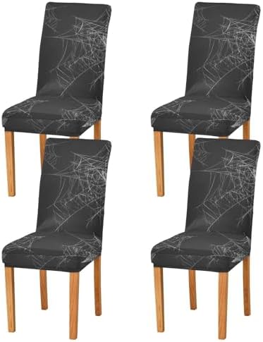 YETTASBIN Halloween Spider Web Chair Covers Set of 4