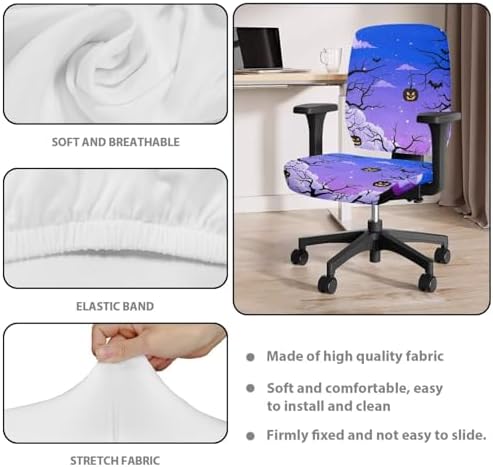 Halloween Starry Pumpkin Stretch Rotating Chair Slipcover 2 Piece