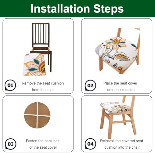 CRFATOP Waterproof Dining Chair Seat Covers Set of 4