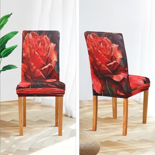 BOESI Oil on Canvas Rose Chair Cover Removable and Washable Slipcover