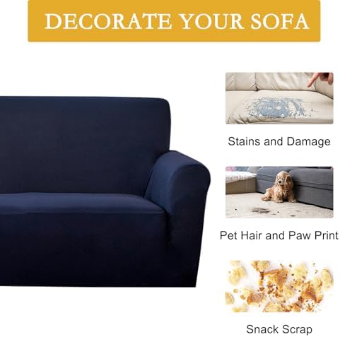 YOUR MOON Stretch Sofa Cover Slipcover for Single Sofa Dark Blue
